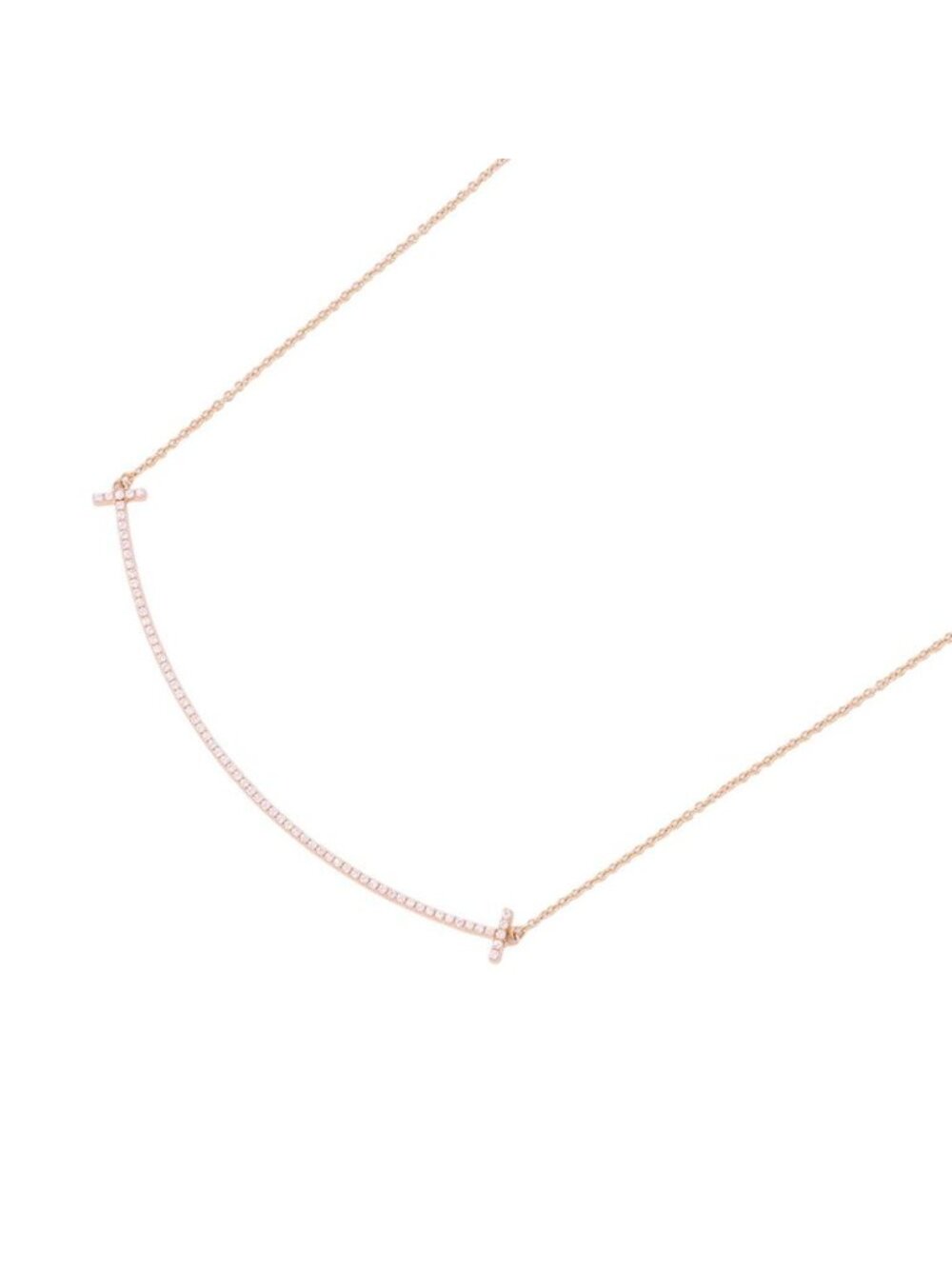 Tiffany & Co Necklace T Smile Pendant Large Diamond Total 18k Pink Gold